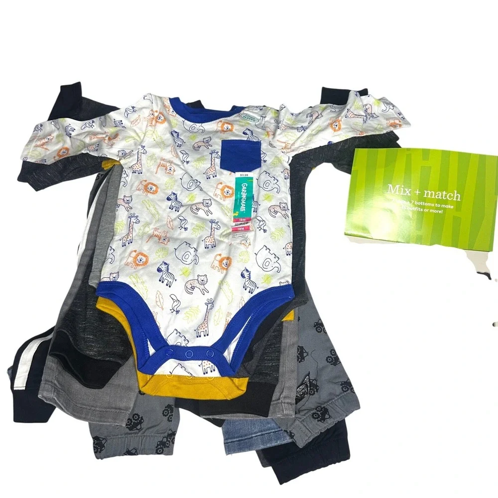 Lot Of 12 NWT‎ Garanimals Baby Boy Pants And Long Sleeve Onesies Size 18 Months
